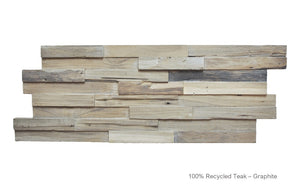 Recycled 3D Teakwood Wall Panels | Graphite (Available in Cases or as a Sample) | NOW 20% OFF with promo code WOW20PERCENT ($73.20 per case)