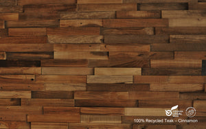 Recycled 3D Teakwood Wall Panels | Cinnamon (Available in Cases or as a Sample) | NOW 50% OFF with promo code OVERSTOCKED50 ($45.75 per case)